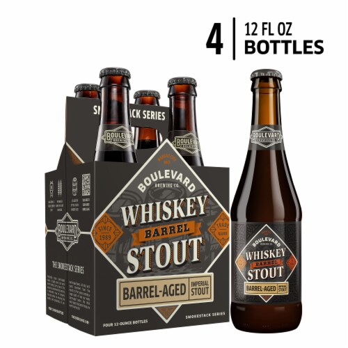 Boulevard Whiskey Barrel Stout Craft Beer Bottles Perspective: front