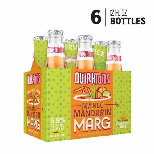 Quirktails Mango Mandarin Margarita FMB 6pk Bottles Perspective: front