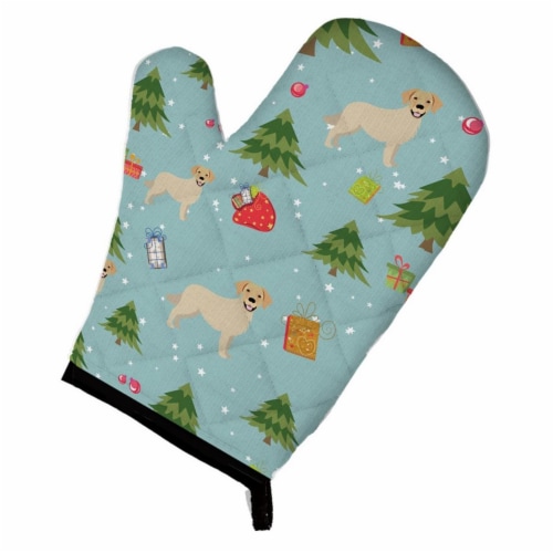 Christmas Golden Retriever Oven Mitt Perspective: front