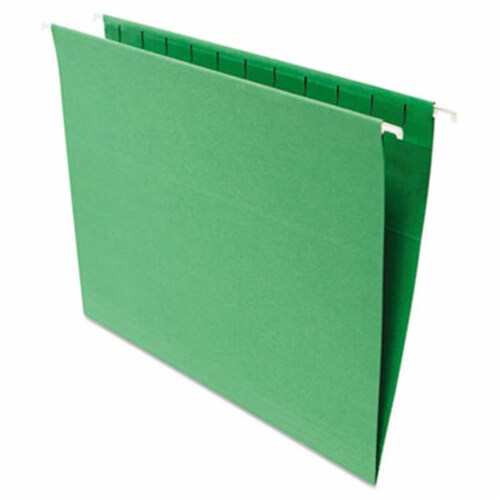 Hanging File Folders&#44; .2 Tab&#44; 11 Point Stock&#44; Letter&#44; Green&#44; 25-Box Perspective: front
