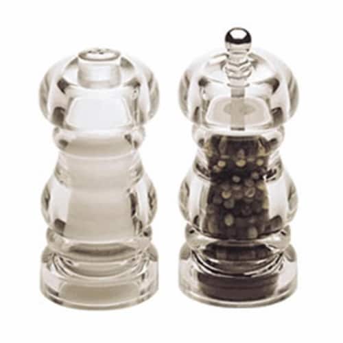 5 Inch - 13cm LaurelAcrylic Pepper Mill Salt Shaker Set Perspective: front