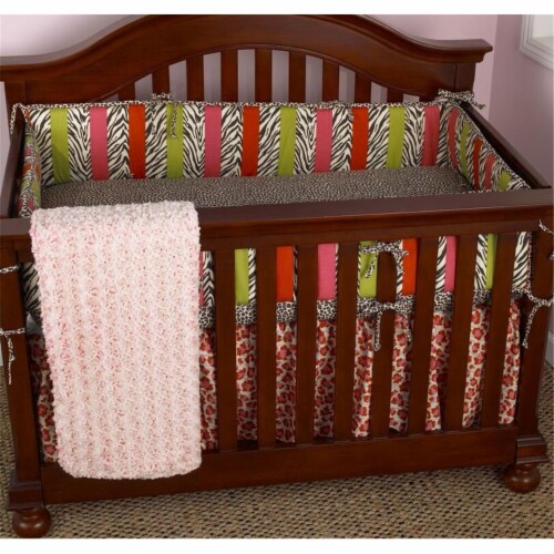 Here Kitty Kitty 8 Pieces Crib Bedding Set - Pink, Green Perspective: front