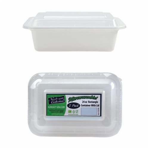 7'' X 5'' Rectangle Microwaveable Containers - White - 5-Packs - Nicole Home Collection Case Perspective: front