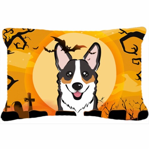 Halloween Tricolor Corgi Fabric Decorative Pillow Perspective: front