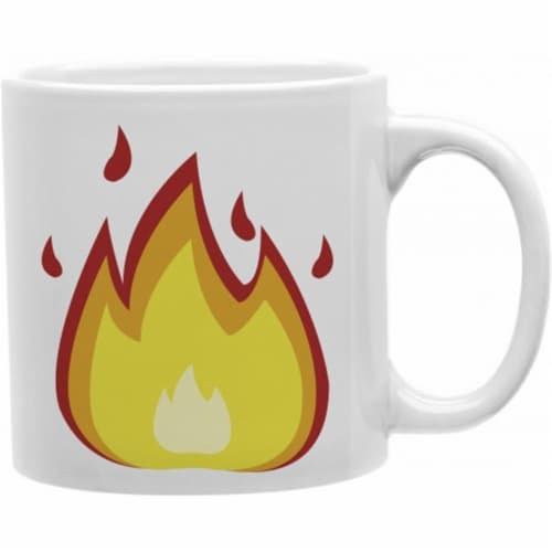 Fire Emoji 11 oz Ceramic Coffee Mug Perspective: front