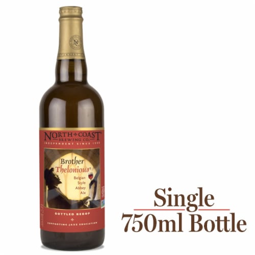 North Coast Brewing Co. Brother Thelonious Belgian Style Abbey Ale Craft Beer Single Bottle Perspective: front