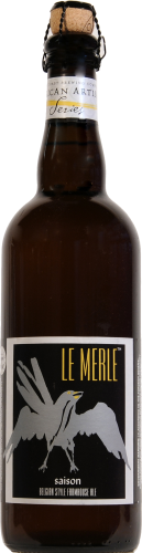 North Coast Brewing Company Le Merle Belgian Style Farmhouse Ale Bottle Perspective: front
