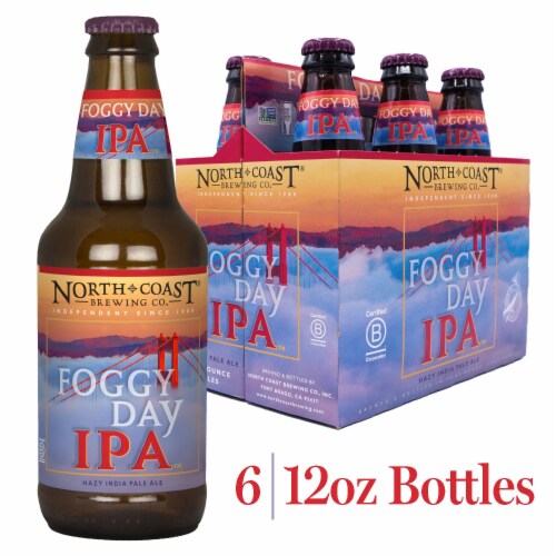 North Coast Brewing Co. Foggy Day Hazy IPA Craft Beer Perspective: front