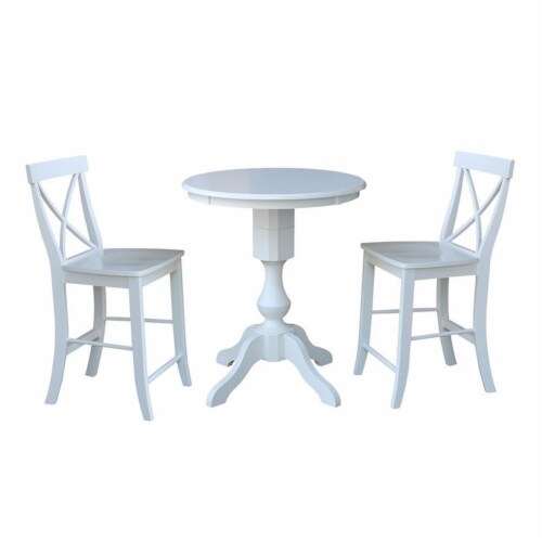 30 Round Pedestal Gathering Height Table With 2 XBack Counter Height