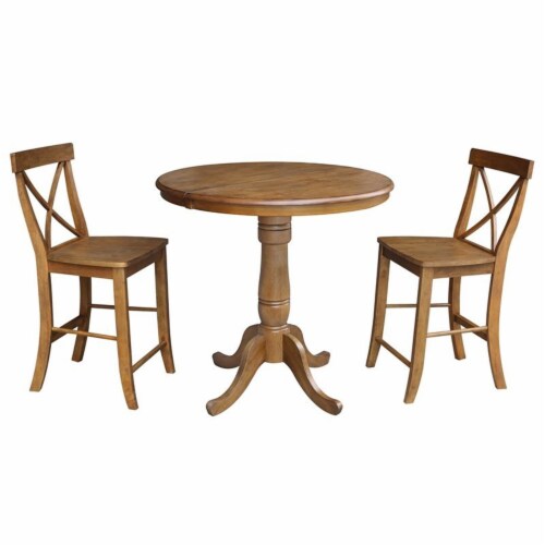 36 Round Top Pedestal Ext Table With 12 Leaf 2 XBack Counter Height Stools, 1 Kroger