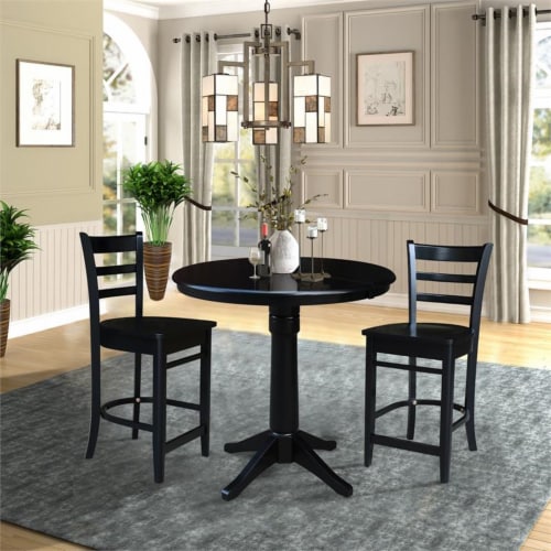 Black round counter height sales dining set