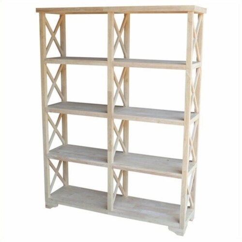 Unfinished 4-Tier 'X' Sided Double Shelf Unit Perspective: front