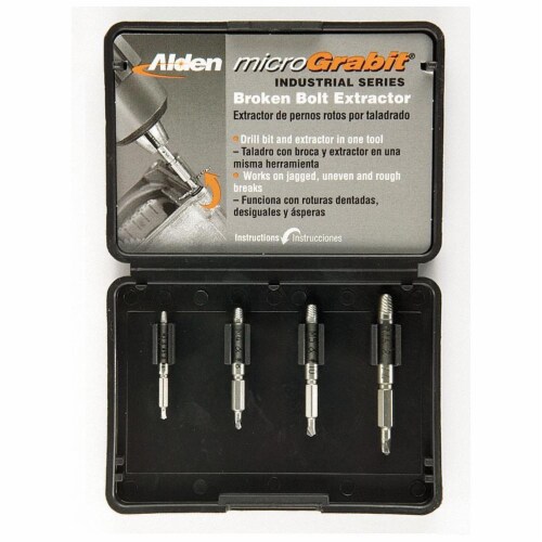 Alden Screw Extractor Set,4pc,HSS,Plastic Case  4507P Perspective: front