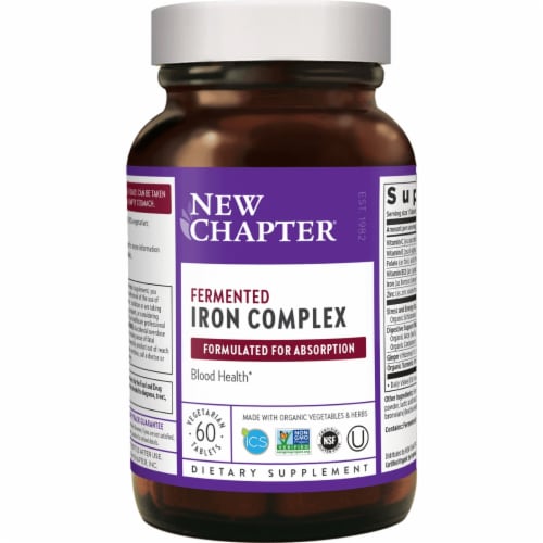 New Chapter Fermented Iron Complex 60 Veg Tabs Perspective: front