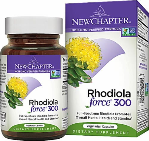 New Chapter Rhodiola Force 300 Dietary Supplement Vegetarian Capsules Perspective: front