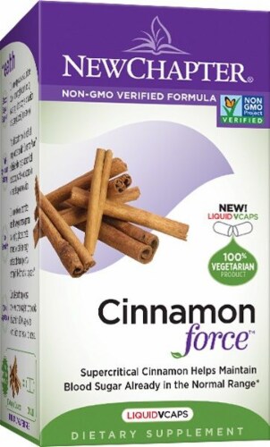 New Chapter Cinnamon Force Liquid Vegetarian Capsules Perspective: front