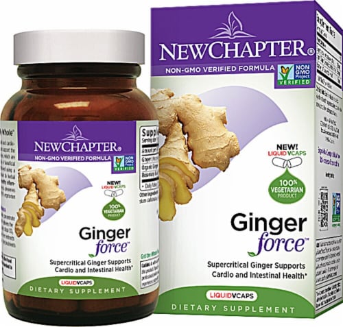 New Chapter Ginger Force Dietary Supplement Vegetarian Capsules Perspective: front