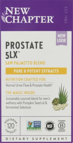 New Chapter Supercritical Prostate 5LX Dietary Supplement Vegetarian Capsules Perspective: front