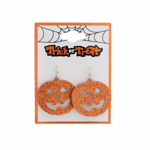 FAF Glitter Pumpkin Earrings - Orange Perspective: front