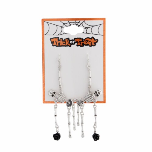 FAF Hanging Skeleton Earrings - Silver Perspective: front