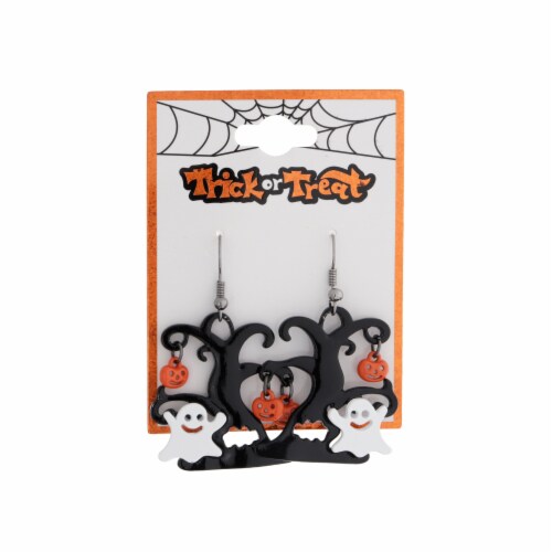 FAF Ghost & Tree Earrings - Black/White Perspective: front