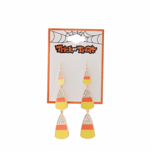 FAF Candy Corn Drop Earrings Perspective: front