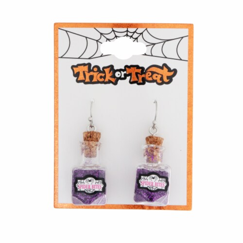 Potion Bottle Drop Earrings Perspective: front