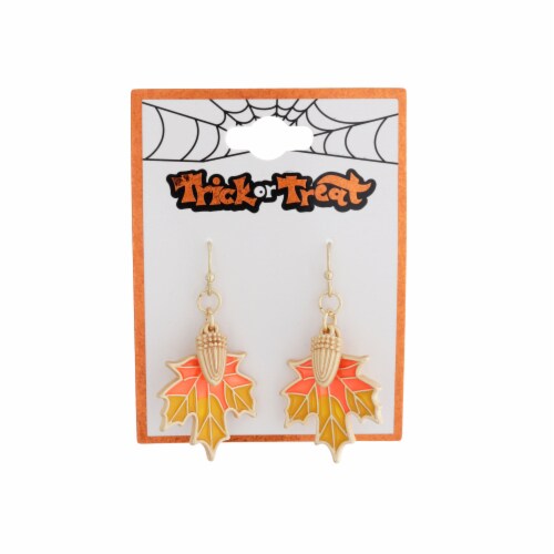 Leaf & Acorn Drop Earrings Perspective: front