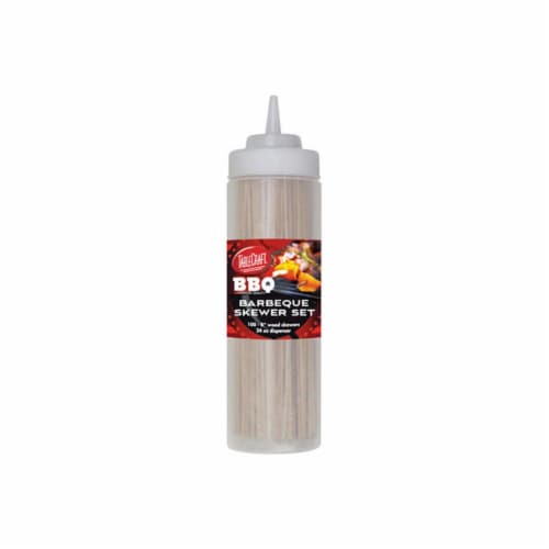 Tablecraft 8865164 24 oz BBQ Skewer Set & Squeeze Bottle Bamboo  Plastic - Brown & Clear Perspective: front