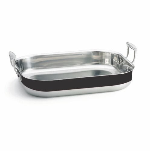 TableCraft Stainless Steel Tri-Play Roast Pan - Black Perspective: front