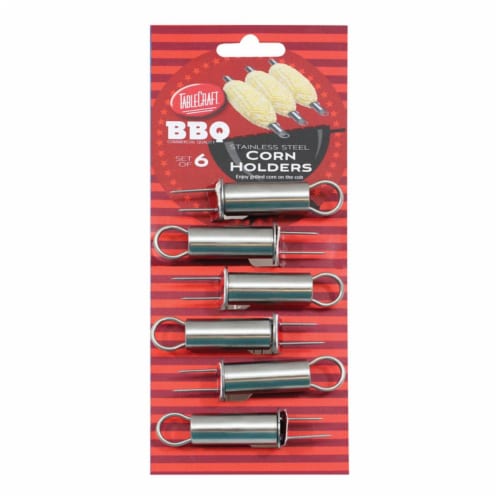 Tablecraft 8865040 BBQ Corn Cob Holders  Stainless Steel - Silver Perspective: front