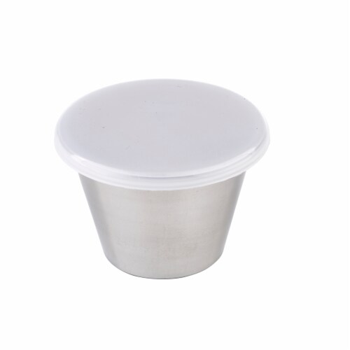 TableCraft Stainless Steel Dipping Cups with Lids 12 Count Perspective: front