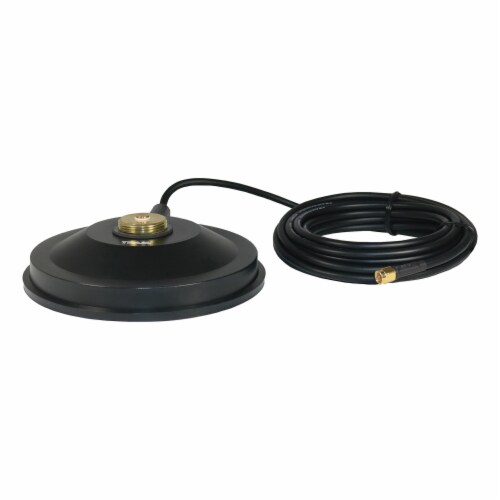 5-1/2-Inch Black ABS NMO Magnet Mount with RG58 Coaxial Cable and SMA Connector Perspective: front