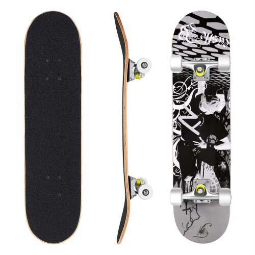 Playa Aptitud Ingenioso Hikole Complete Pro Canadian Maple Wood 31 Double Kick Skateboard, Black  Pose, 1 Piece - Pick 'n Save