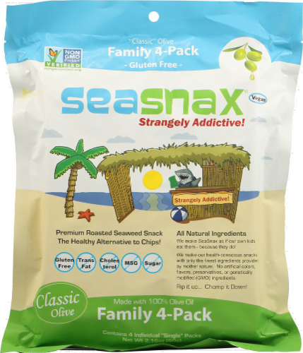 SeaSnax Premium Roasted Seaweed Family 4-Pack Perspective: front