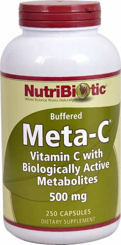 NutriBiotic Buffered Meta-C Capsules 500mg Perspective: front