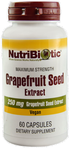 NutriBiotic Grapefruit Seed Extract Vegan Dietary Supplement Capsules 250mg Perspective: front