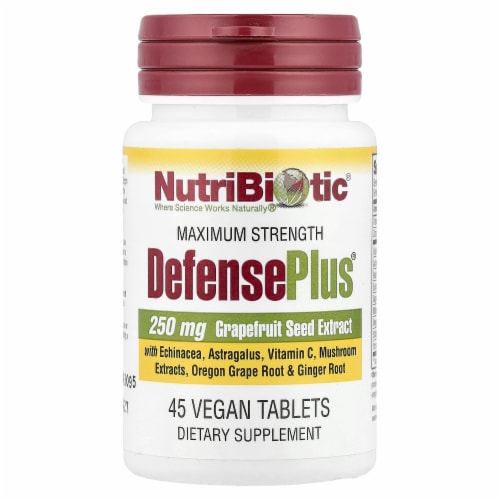 NutriBiotic Defense Plus Dietary Supplement Vegan Tablets Perspective: front