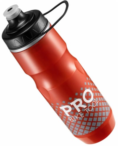 PRO BIKE TOOL 24oz (680ml) RED Insulated Bike Water Bottle - Easy Squeeze Sports Bottle Perspective: front