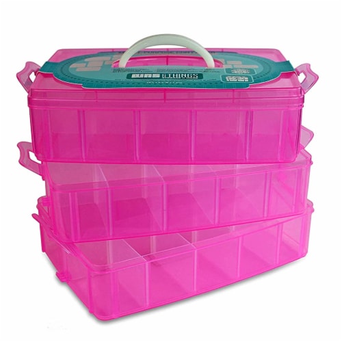 Bins Things Pink 3-Tier 30 Compartment Stackable Storage Container