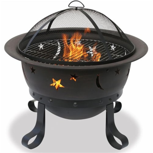 Endless Summer WAD1081SP 30 Inch Bronze Fire Bowl With Moons And Starzs Perspective: front