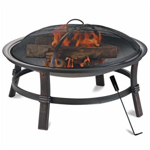 Endless Summer Brushed Copper Wood Burning Outdoor Fire Pit Perspective: front