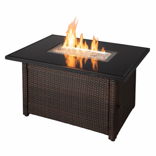 Endless Summer 40,000 BTU Rectangular LP Gas Outdoor Fire Pit Table, Brown/Black Perspective: front