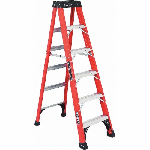 Louisville Stepladder,Fiberglass,6 ft. H,375 lb Cap  FS1406HD Perspective: front
