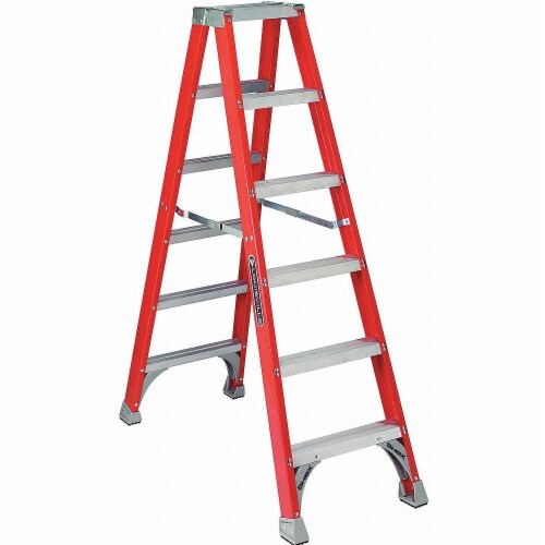 Louisville Twin Stepladder,Fiberglass,IA,6ft,FM1500  FM1506 Perspective: front