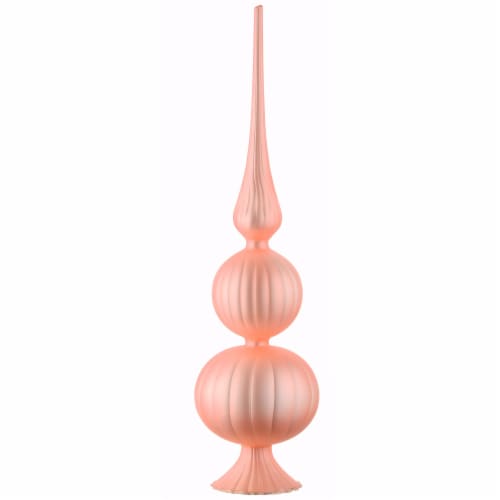 15  Pink Glass Christmas Tree Topper Perspective: front