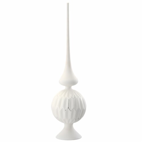 15  White Glass Christmas Tree Topper Perspective: front