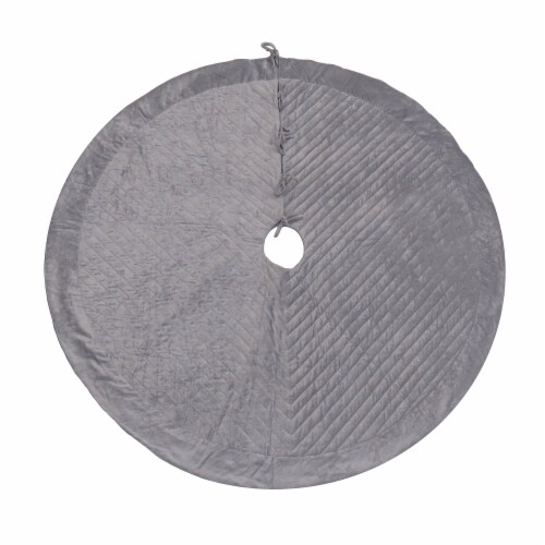 HGTV Home Collection Quilted Velvet Tree Skirt, Silver, 60in Perspective: front