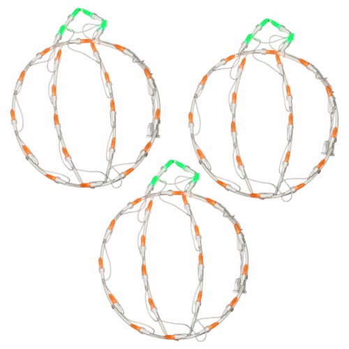 14  Halloween Lighted Mini Pumpkin Trio Decoration Perspective: front
