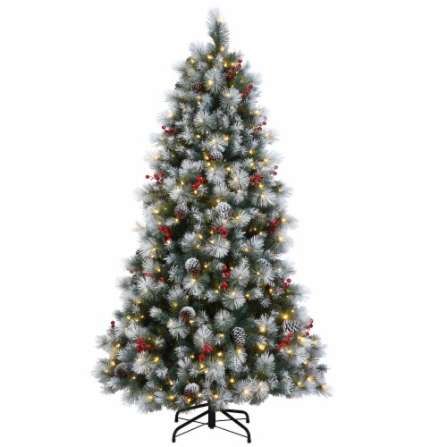 7.5 ft. Snowy Glacier Pine Tree with Dual Color LED Lights Perspective: front